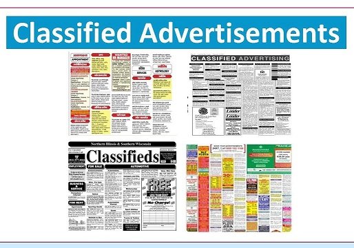 Types Of Classified Advertisement in Newspaper of Pakistan 1 Types Of Classified Advertisement